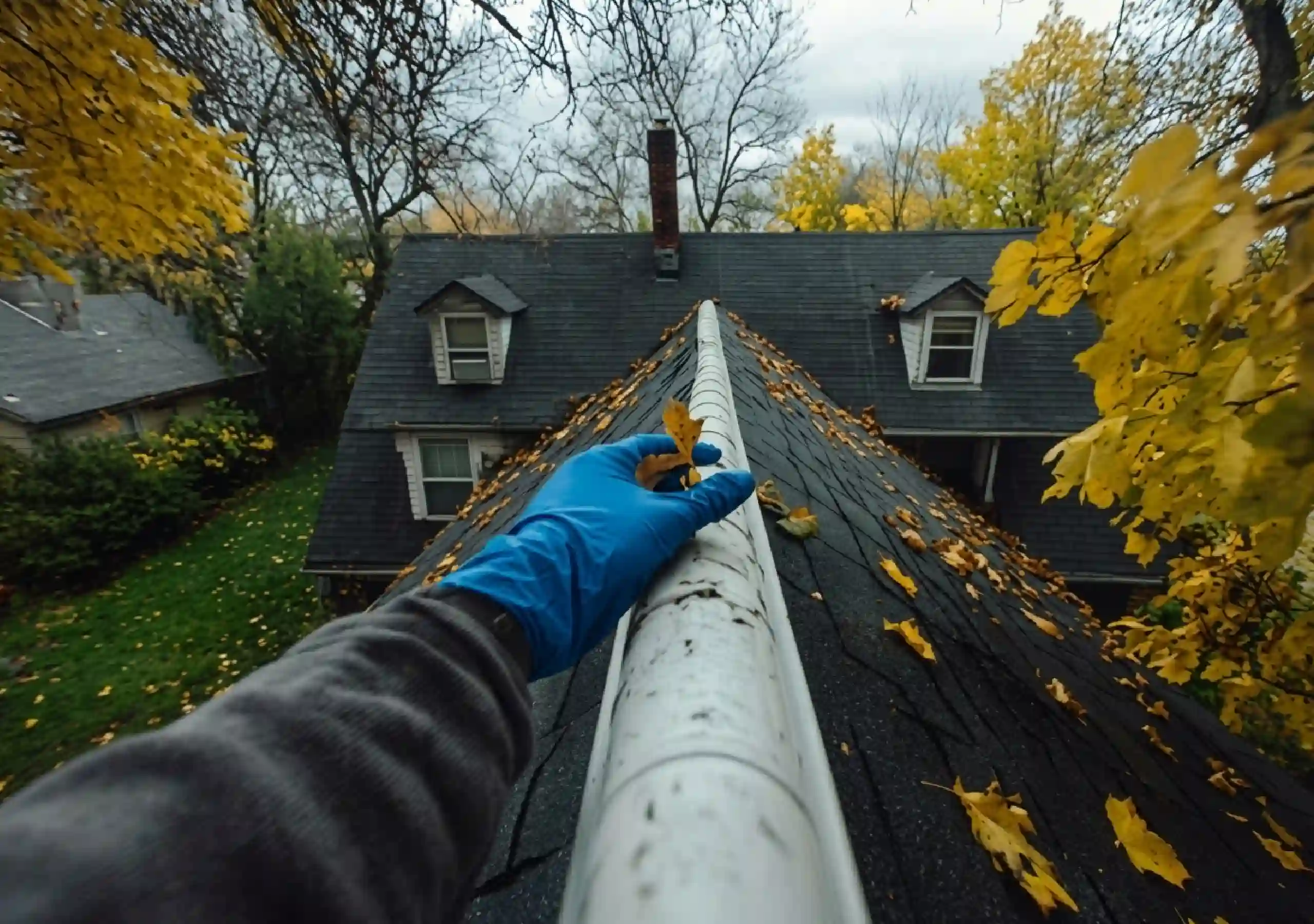 Tree branches trimmed away from roof and gutters to prevent damage in Ohio homes